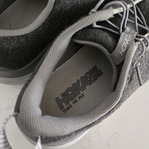 Hoka Hupana Flow Wool Athletic Casual Sneakers Walking Shoes Gray Speed Laces - Picture 4 of 7